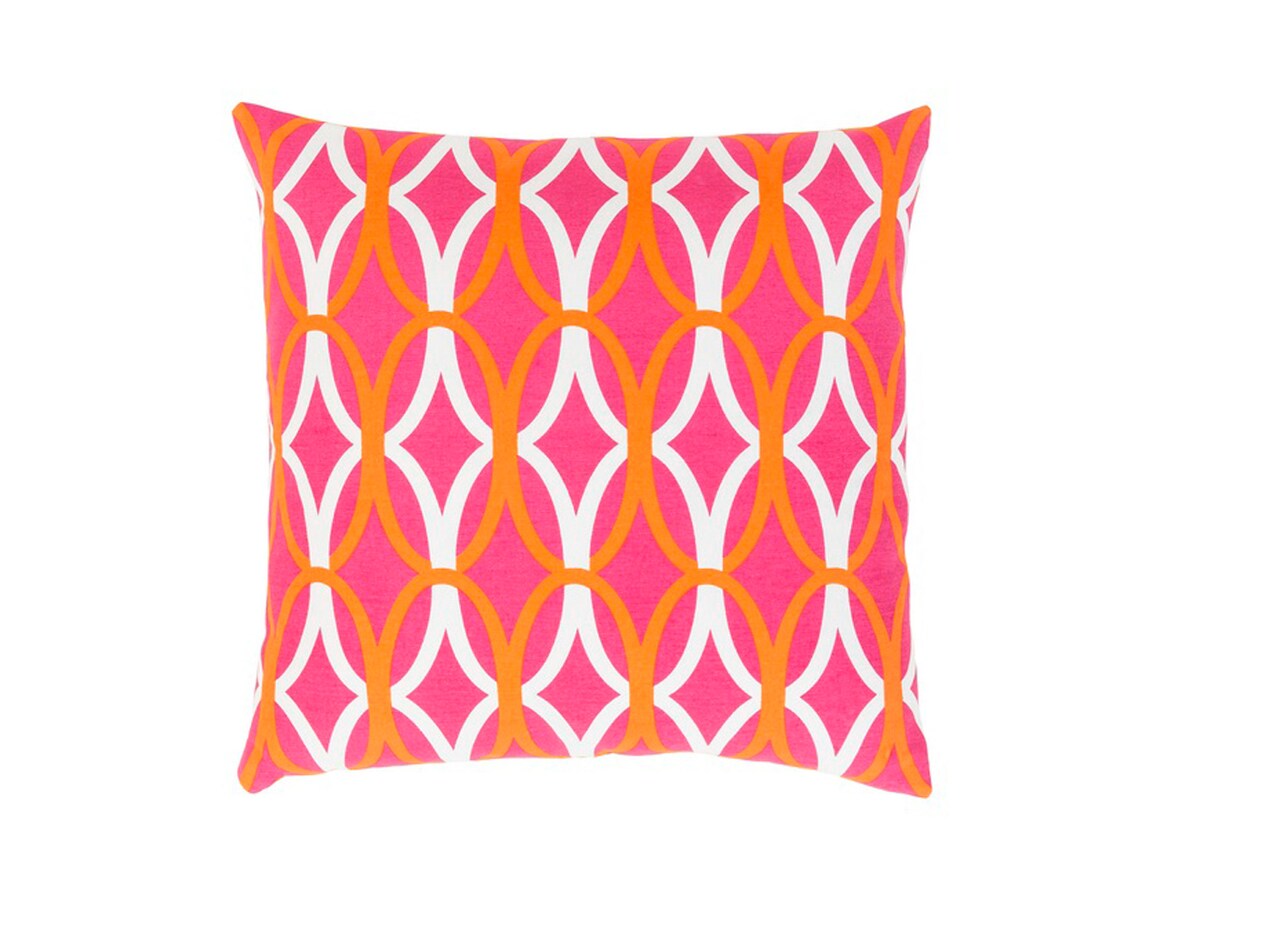 Tiwari Home 22" Orange and Pink Square Throw Pillow - Down Filler